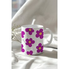 Çiçek Desenli 330ML Baskılı Beyaz Seramik Kupa Bardak