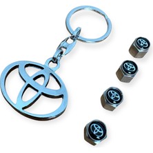 Toyota Logo Metal Anahtarlık ve Toyota Logo Metal 4 Adet Sibop Kapak