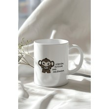 Mizahi Söz ve Sevimli Figürlü 330ML Baskılı Beyaz Seramik Kupa Bardak