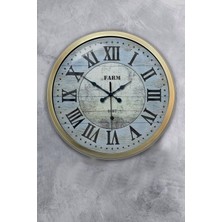 Kasva Concept Hediyelik 40 cm Eskitme Metal Farm Duvar Saati
