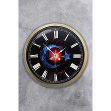 Kasva Concept 40 cm Eskitme Metal Türk Bayrağı Duvar Saati