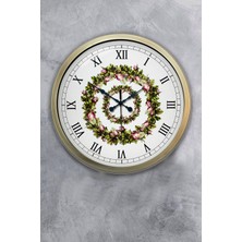 Kasva Concept Hediyelik 40 cm Eskitme Metal Çiçek Duvar Saati