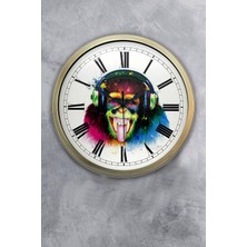 Kasva Concept Hediyelik 40 cm Eskitme Metal Maymun Duvar Saati