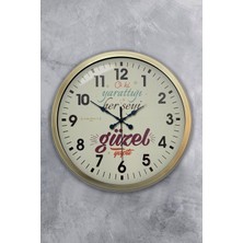 Kasva Concept 40 cm  Eskitme Metal Hadisi Şerif Duvar Saati