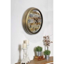 Kasva Concept 40 cm  Eskitme Metal Ahşap Görünümlü Duvar Saati
