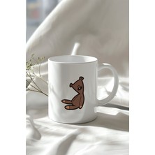 Sevimli Ayı Figürlü 330ML Baskılı Beyaz Seramik Kupa Bardak