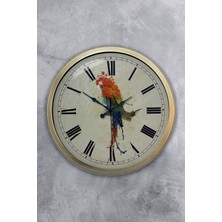 Kasva Concept Hediyelik 40 cm Eskitme Metal Parrot Duvar Saati