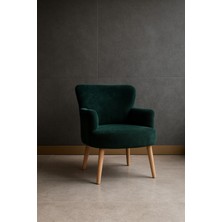 Kayser Home Welsoft Yumuşak Kumaş Modern Berjer Tekli Koltuk | Demonte | Ahşap Naturel Ayaklı | Yeşil