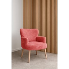 Kayser Home Welsoft Yumuşak Kumaş Modern Berjer Tekli Koltuk | Demonte | Ahşap Naturel Ayaklı | Gül Kurusu