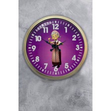 Kasva Concept Hediyelik 40 cm Eskitme Metal Çizgi Teyze Duvar Saati