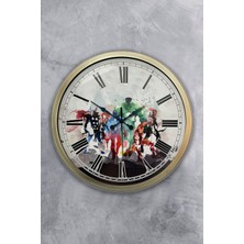 Kasva Concept 40 cm Eskitme Metal Süper Kahramanlar Duvar Saati