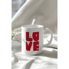 Love Temalı 330ML Baskılı Beyaz Seramik Kupa Bardak