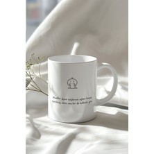 Mizahi Söz ve Sevimli Figürlü 330ML Baskılı Beyaz Seramik Kupa Bardak