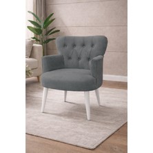 Kayser Home Modern Babyface Kumaş Berjer Koltuk – Ahşap Beyaz Ayaklı | Gri