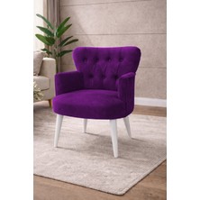 Kayser Home Modern Babyface Kumaş Berjer Koltuk – Ahşap Beyaz Ayaklı | Mor