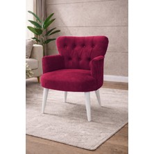 Kayser Home Modern Babyface Kumaş Berjer Koltuk – Ahşap Beyaz Ayaklı | Bordo