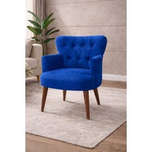 Kayser Home Modern Babyface Kumaş Berjer Koltuk – Ahşap Ceviz Ayaklı | Saks Mavi