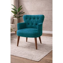 Kayser Home Modern Babyface Kumaş Berjer Koltuk – Ahşap Ceviz Ayaklı | Petrol