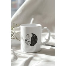 Tilki ve Kurt Figürlü 330ML Baskılı Beyaz Seramik Kupa Bardak