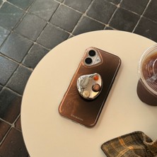 Lama Case Apple iPhone 14 / 13 Kılıf Pop Söketli Standlı Cosmic Stone Bronz Kapak