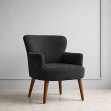 Kayser Home Welsoft Yumuşak Kumaş Modern Berjer Tekli Koltuk | Demonte | Ahşap Ceviz Ayaklı | Antrasit