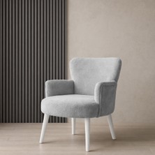 Kayser Home Welsoft Yumuşak Kumaş Modern Berjer Tekli Koltuk | Demonte | Ahşap Beyaz Ayaklı | Gri