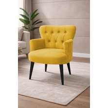 Kayser Home Modern Babyface Kumaş Berjer Koltuk – Ahşap Siyah Ayaklı | Sarı