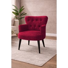 Kayser Home Modern Babyface Kumaş Berjer Koltuk – Ahşap Siyah Ayaklı | Bordo