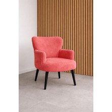 Kayser Home Welsoft Yumuşak Kumaş Modern Berjer Tekli Koltuk | Demonte | Ahşap Siyah Ayaklı | Gül Kurusu