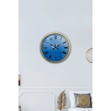 Kasva Concept Hediyelik 40 cm  Eskitme Metal Mavi Duvar Saati
