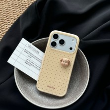 Lama Case Apple iPhone 15 Kılıf Soft Vanilya Ayıcık Kabartmalı Kapak