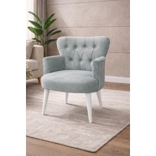 Kayser Home Modern Babyface Kumaş Berjer Koltuk – Ahşap Beyaz Ayaklı | Açık Gri