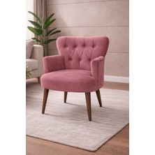 Kayser Home Modern Babyface Kumaş Berjer Koltuk – Ahşap Ceviz Ayaklı | Gül Kurusu