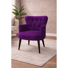 Kayser Home Modern Babyface Kumaş Berjer Koltuk – Ahşap Siyah Ayaklı | Mor