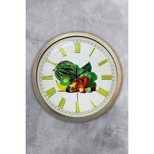 Kasva Concept Hediyelik 40 cm Eskitme Metal Meyve Duvar Saati