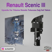 AutoPit 3D Renault Scenic 3 Uyumlu Far Yıkama Nozulu Tutucusu Sağ Sol Takım