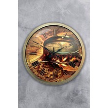 Kasva Concept Hediyelik 40 cm Eskitme Metal Harita Duvar Saati