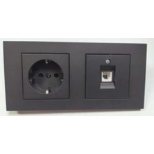 Ovivo Füme Topraklı Priz ve Numeris +2 Li Çerçeve