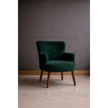 Kayser Home Welsoft Yumuşak Kumaş Modern Berjer Tekli Koltuk | Demonte | Ahşap Ceviz Ayaklı | Yeşil