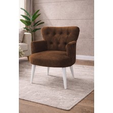 Kayser Home Modern Babyface Kumaş Berjer Koltuk – Ahşap Beyaz Ayaklı | Kahverengi