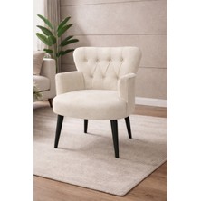 Kayser Home Modern Babyface Kumaş Berjer Koltuk – Ahşap Siyah Ayaklı | Krem