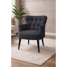 Kayser Home Modern Babyface Kumaş Berjer Koltuk – Ahşap Siyah Ayaklı | Antrasit