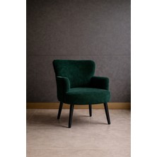 Kayser Home Welsoft Yumuşak Kumaş Modern Berjer Tekli Koltuk | Demonte | Ahşap Siyah Ayaklı | Yeşil