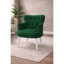 Kayser Home Modern Babyface Kumaş Berjer Koltuk – Ahşap Beyaz Ayaklı | Yeşil