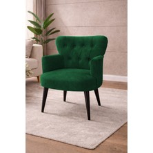 Kayser Home Modern Babyface Kumaş Berjer Koltuk – Ahşap Siyah Ayaklı | Yeşil