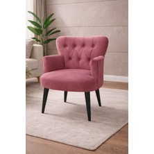 Kayser Home Modern Babyface Kumaş Berjer Koltuk – Ahşap Siyah Ayaklı | Gül Kurusu