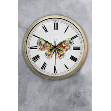 Kasva Concept Hediyelik 40 cm Eskitme Metal Kelebek Duvar Saati