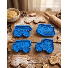 Ekol 3D Iş Makinası Temalı Kurabiye Kalıbı Seti 4'lü