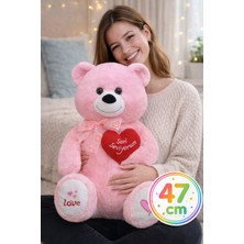 Toyfest 47 cm Pembe Peluş Ayı – Kalpli I Love You Yazılı Sevgiliye Özel Büyük Peluş Oyuncak