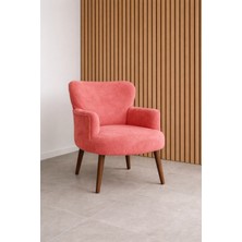 Kayser Home Welsoft Yumuşak Kumaş Modern Berjer Tekli Koltuk | Demonte | Ahşap Ceviz Ayaklı | Gül Kurusu